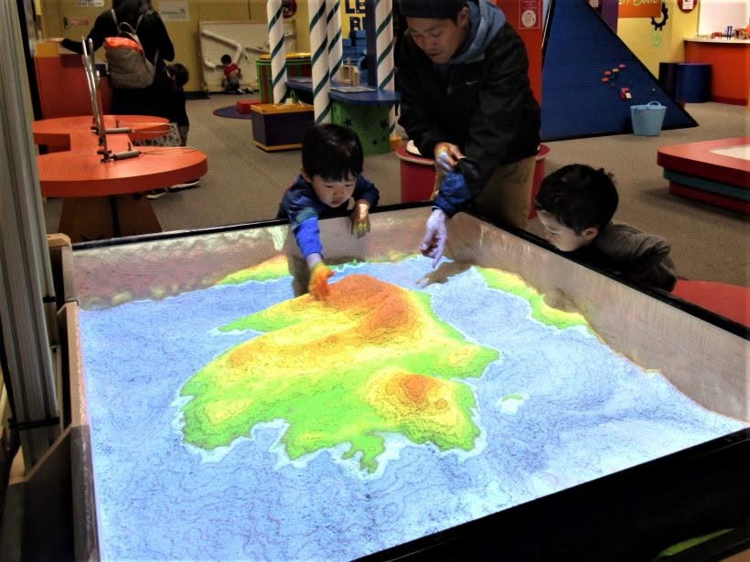 Kids playing with virtual sandbox 2024